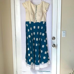 Beautiful blue and white Ankle length dress.